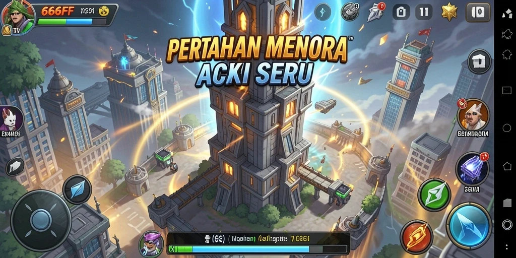 Tampilan gameplay seru dari Tower Defense di 666FF.