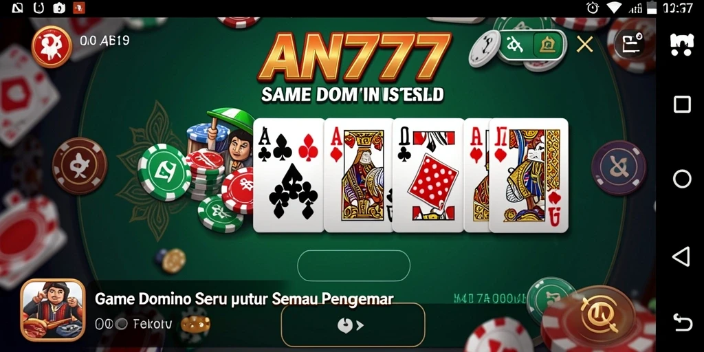 Screenshot AN777 menunjukkan serunya bermain Domino dengan teman.