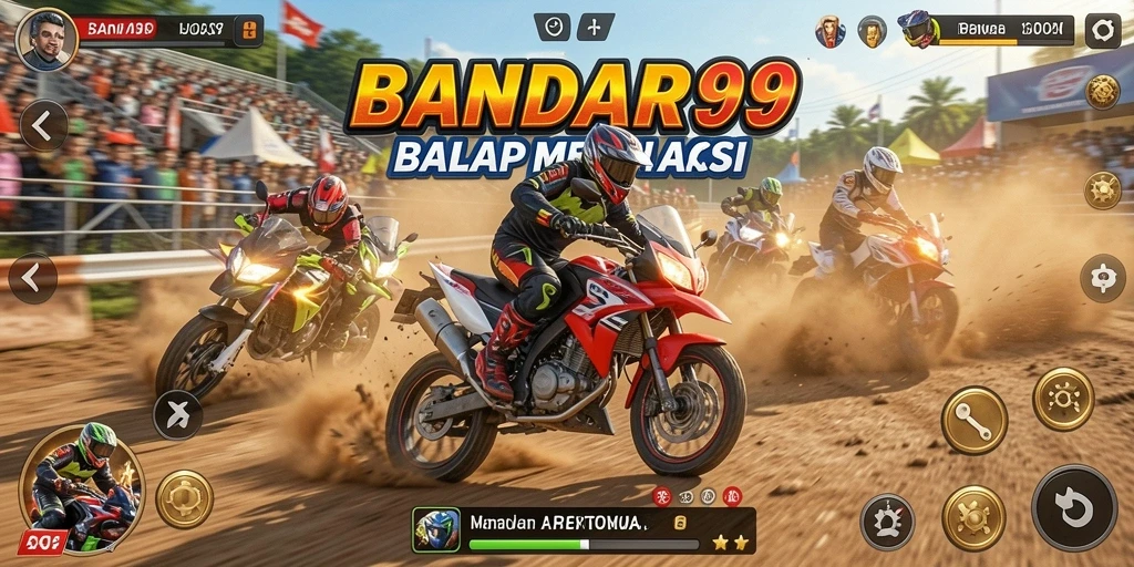 Screenshot BANDAR99 menampilkan balapan motor yang intens dan seru.