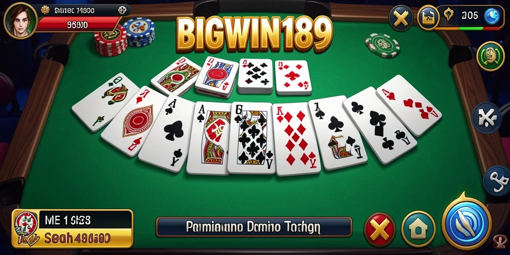 Screenshot utama gameplay Domino yang menarik dan interaktif.