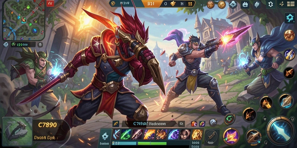 Tangkapan layar menunjukkan aksi seru gameplay MOBA C7890.