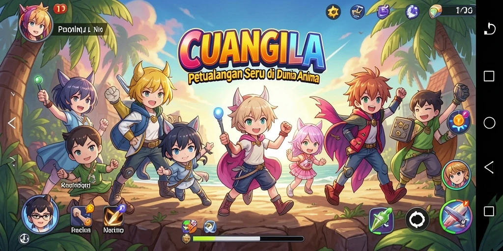 Tangkapan layar CUANGILA menampilkan gameplay seru dengan karakter Anime yang menarik.