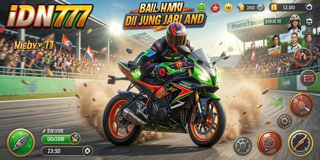 Tangkapan layar gameplay IDN777 saat balapan motor yang seru.