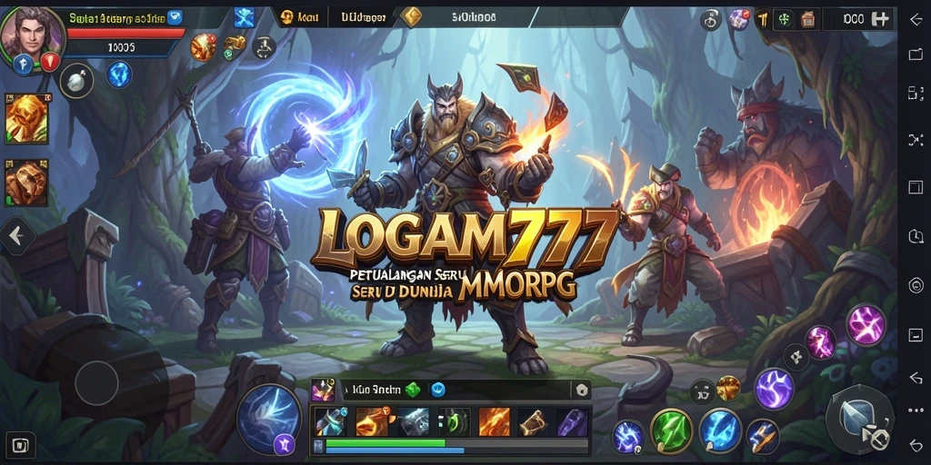 Screenshot utama LOGAM777 menampilkan pertempuran epik di dunia MMORPG.
