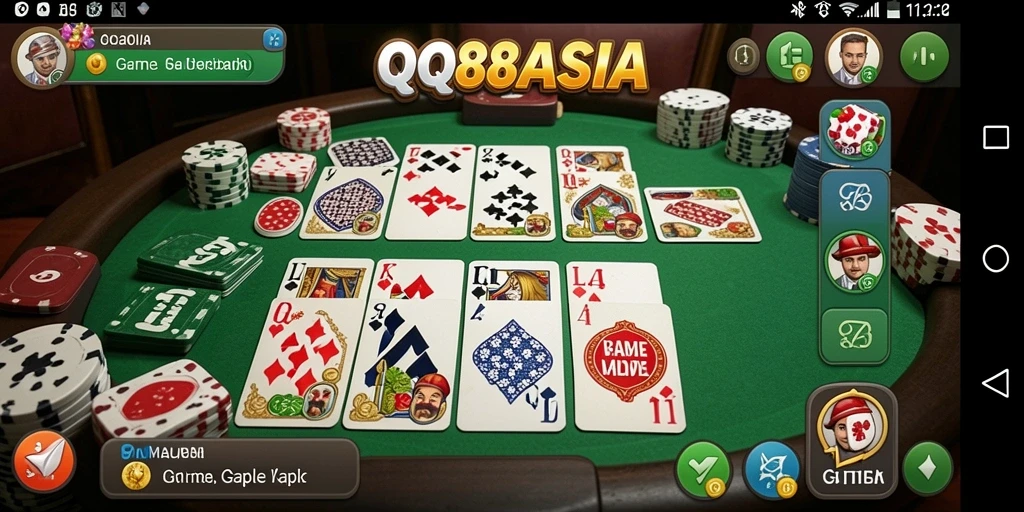 Tampilan gameplay seru dalam QQ88ASIA saat bermain Gaple.