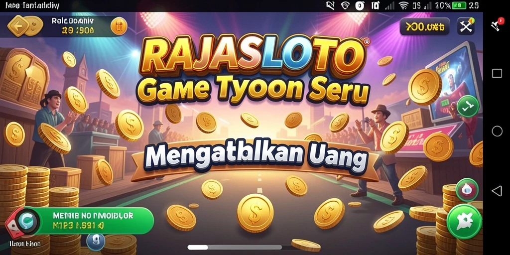 Tampilan gameplay RAJASLOTO dengan pengelolaan bisnis yang seru.
