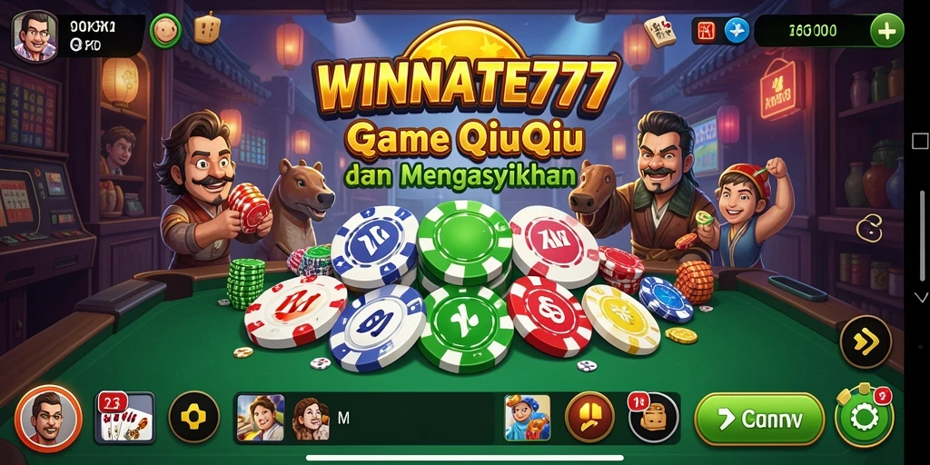 Screenshot gameplay WINRATE777 menampilkan aksi QiuQiu yang intens.